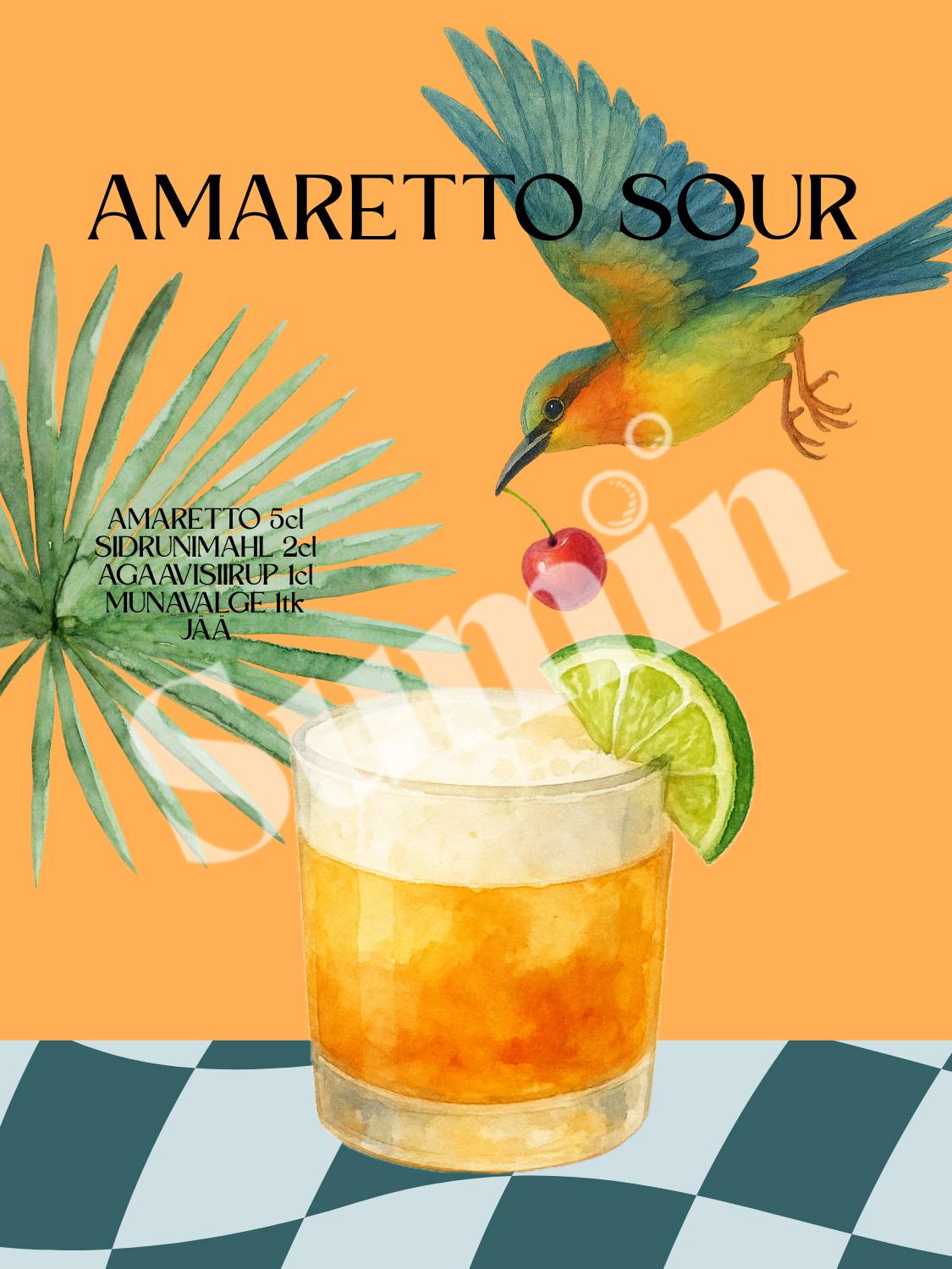 Amaretto Sour kokteiliposter