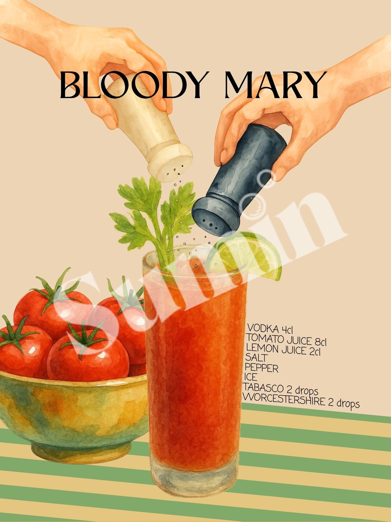 Bloody Mary kokteiliposter (trükifail)