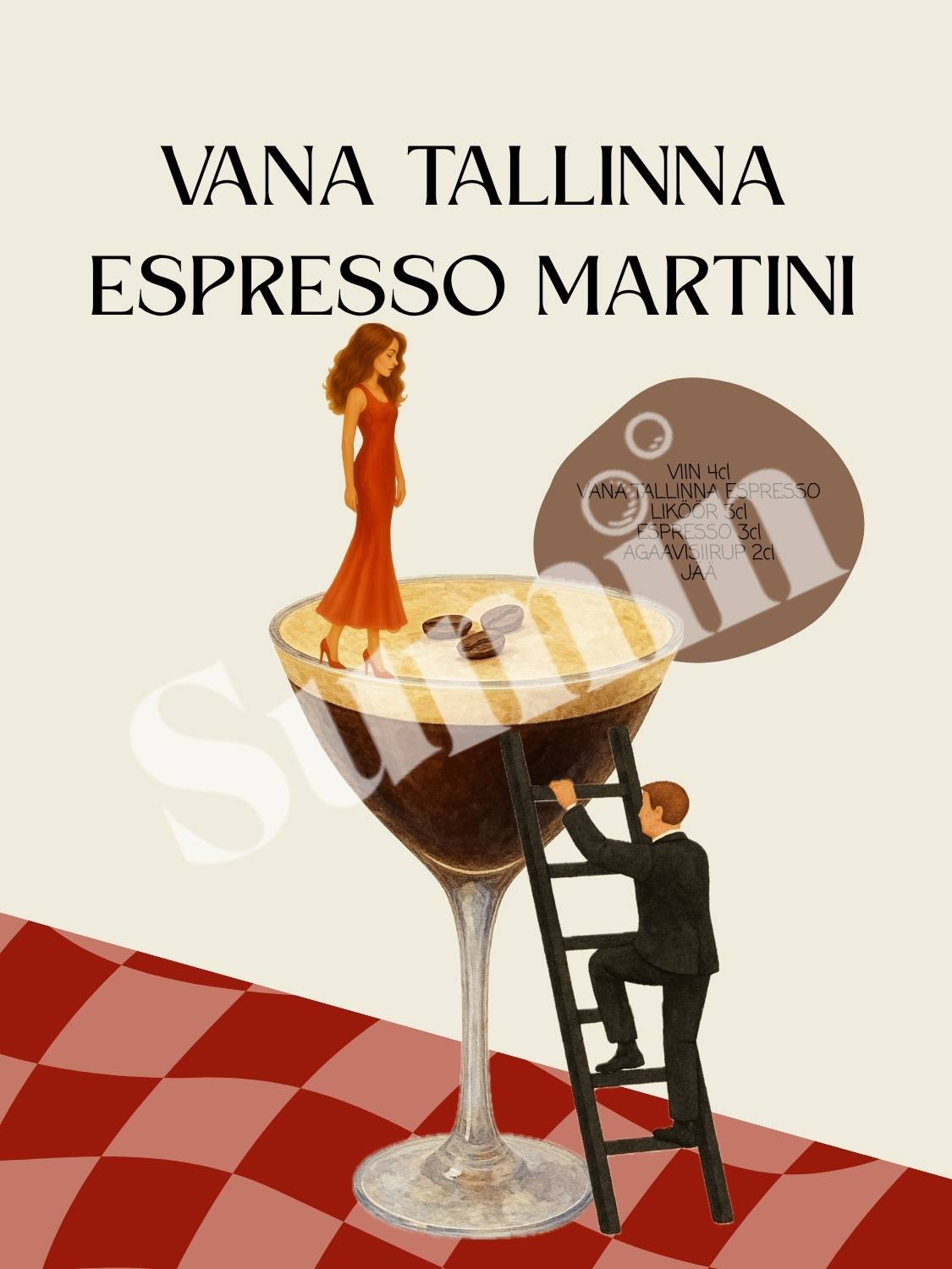 Uus! Vana Tallinna Espresso Martini kokteiliposter (trükifail)