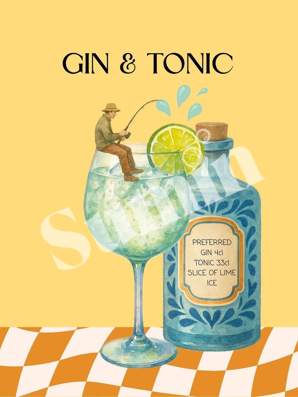 Gin Toonik kokteiliposter (trükifail)