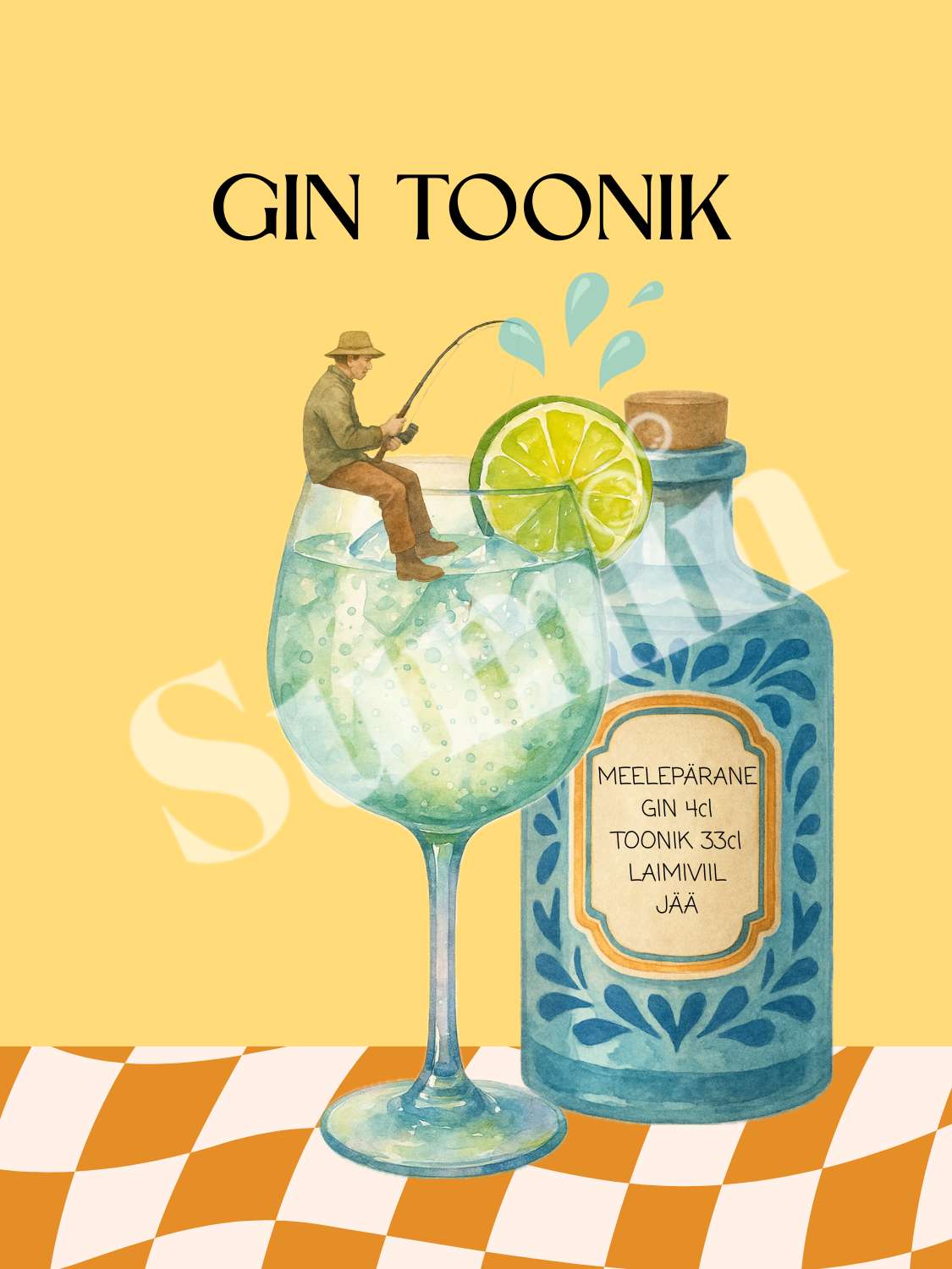 Gin Toonik kokteiliposter (trükifail)