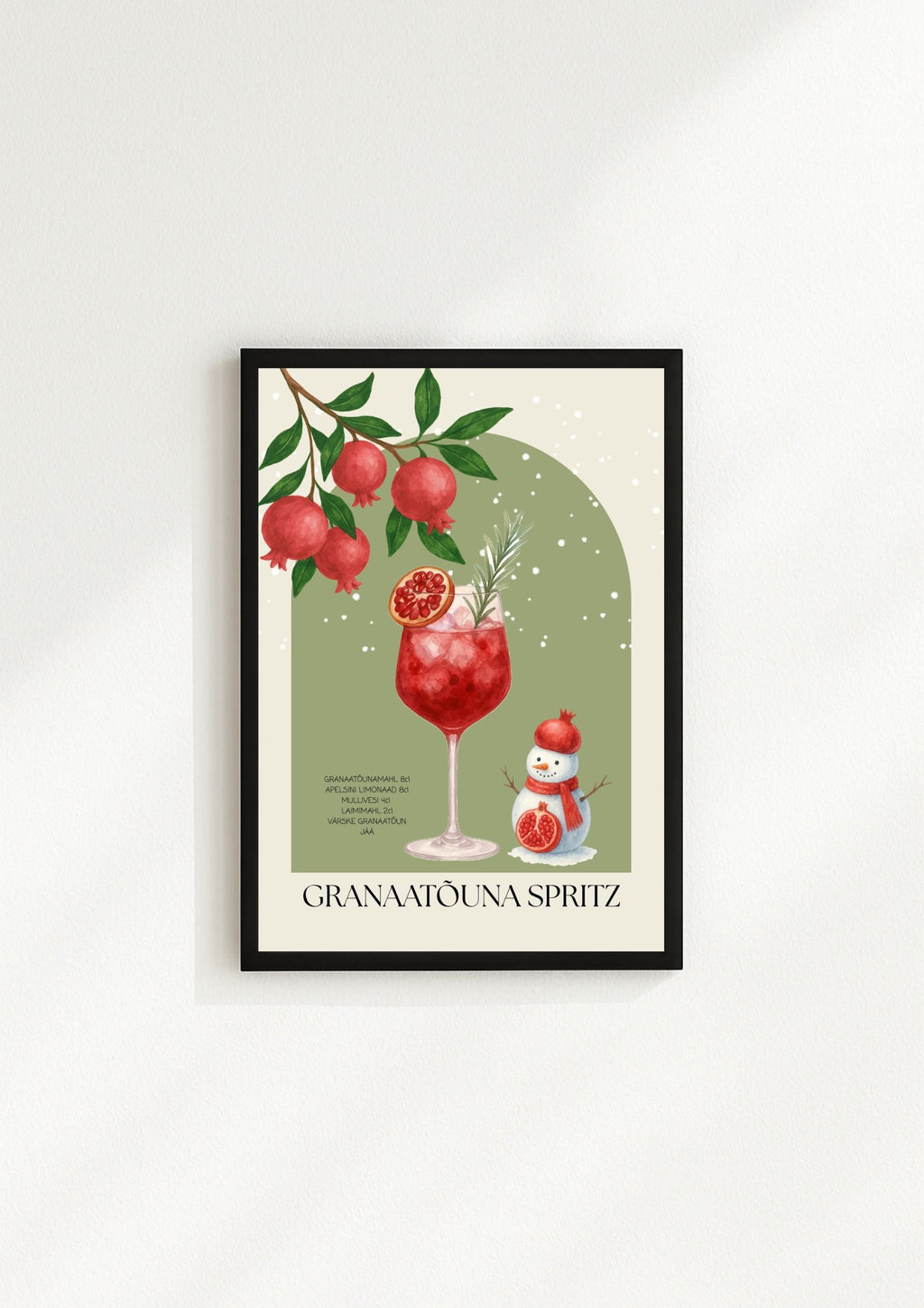 Granaatõuna Spritz kokteiliposter (trükifail)