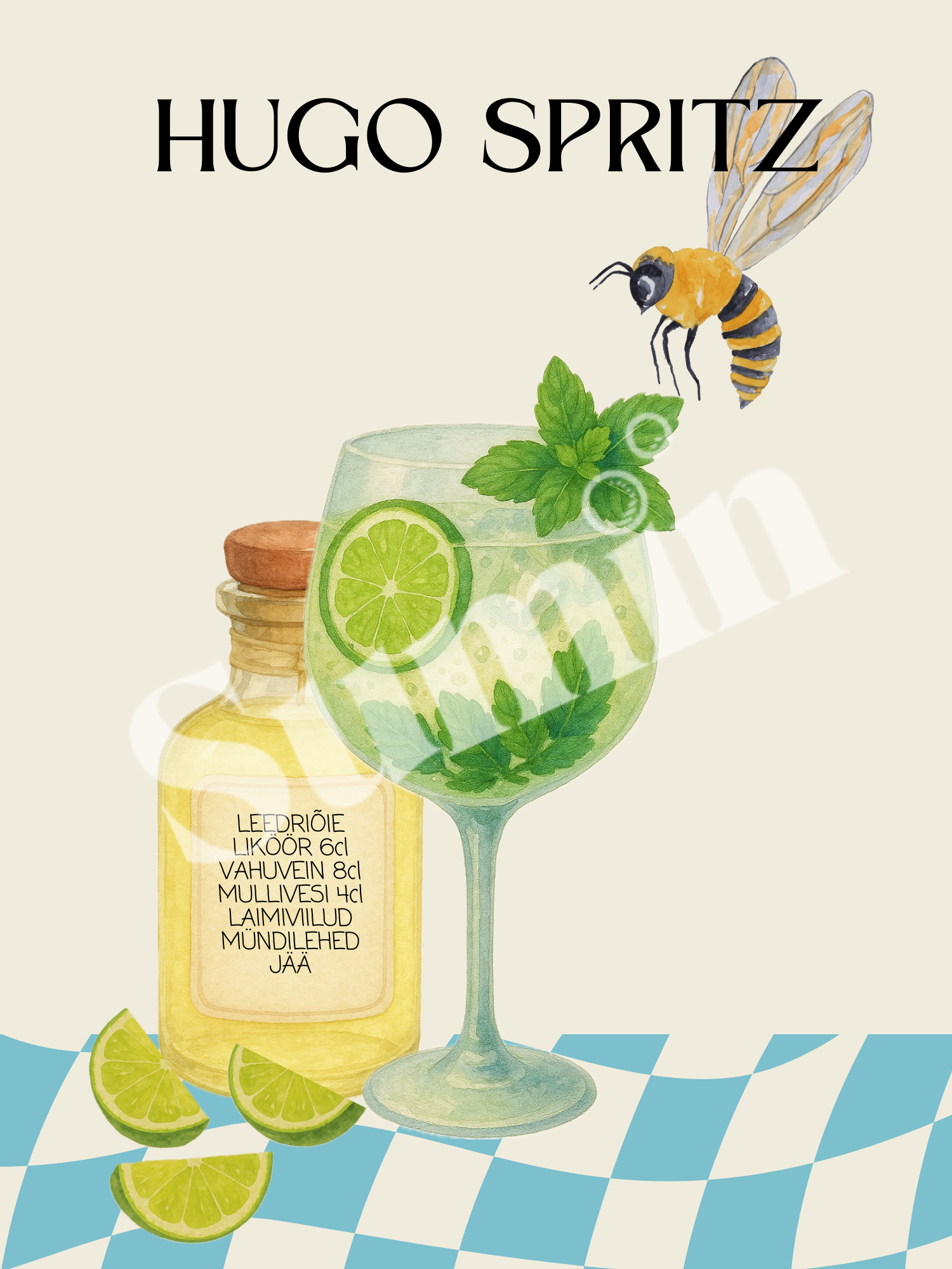 Hugo Spritz kokteiliposter (trükifail)