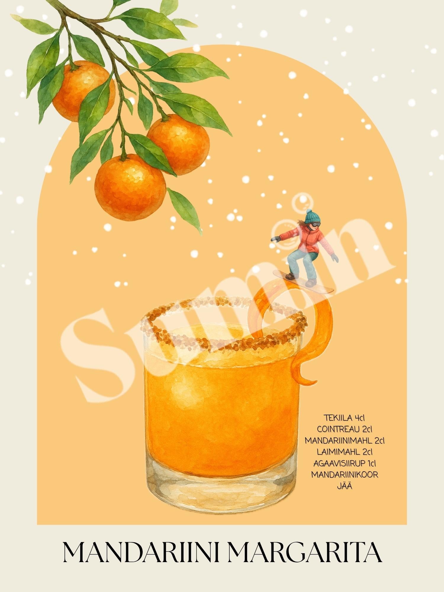 Mandariini Margarita kokteiliposter (trükifail)