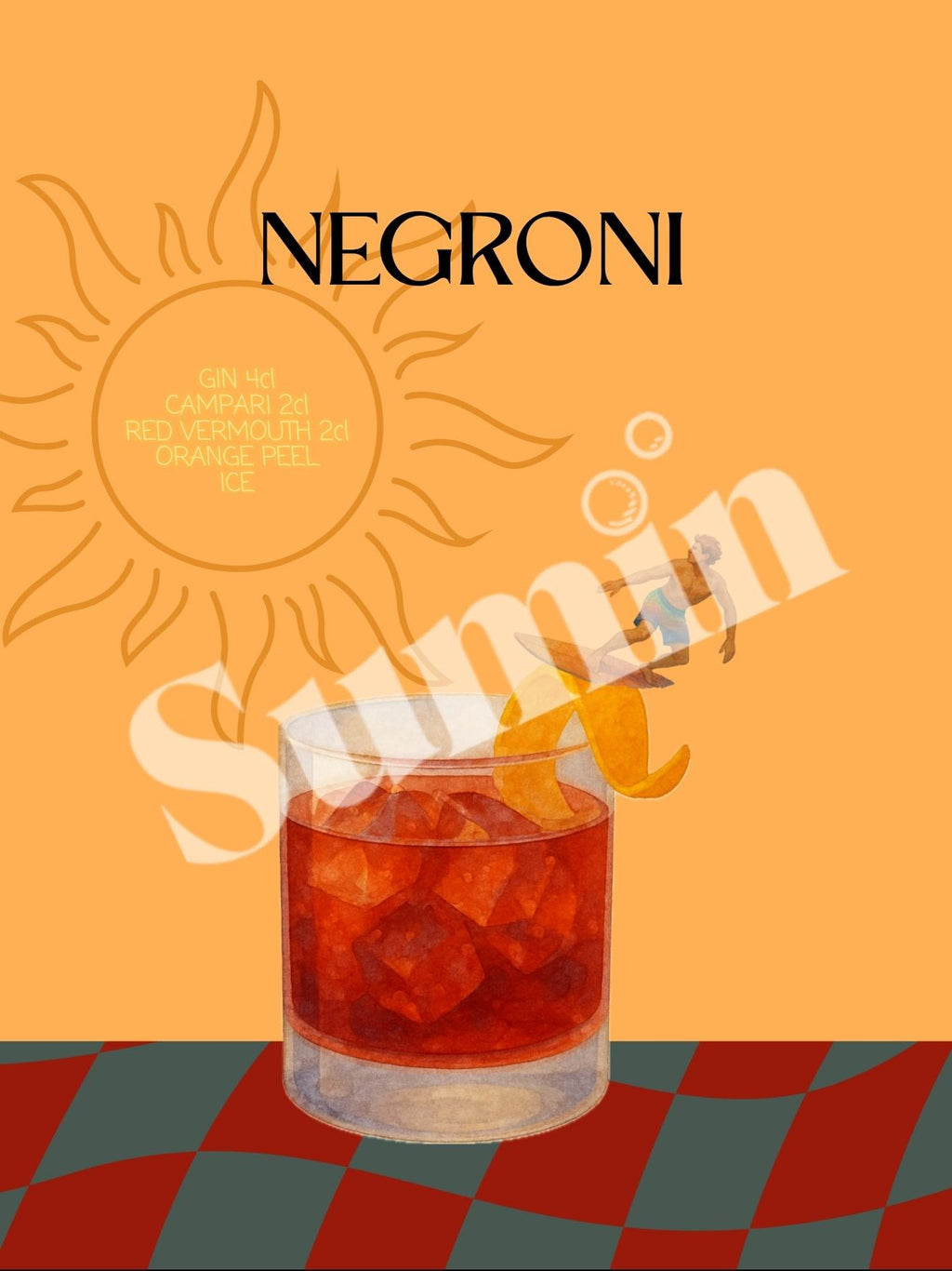 Negroni kokteiliposter (trükifail)