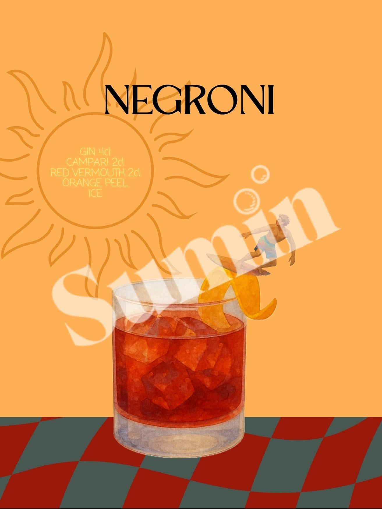 Negroni kokteiliposter (trükifail)