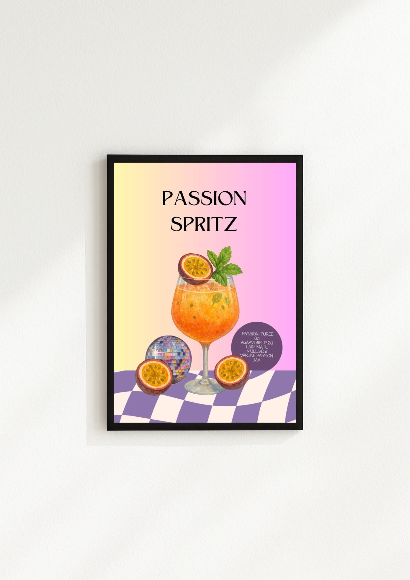 Uus! Passion Spritz kokteiliposter (trükifail)