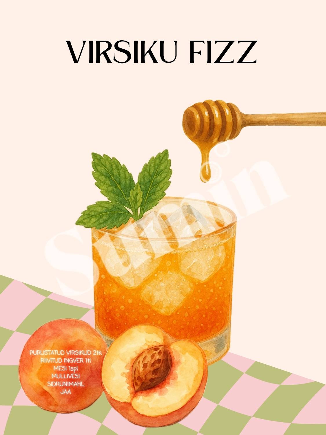 Virsiku Fizz kokteiliposter