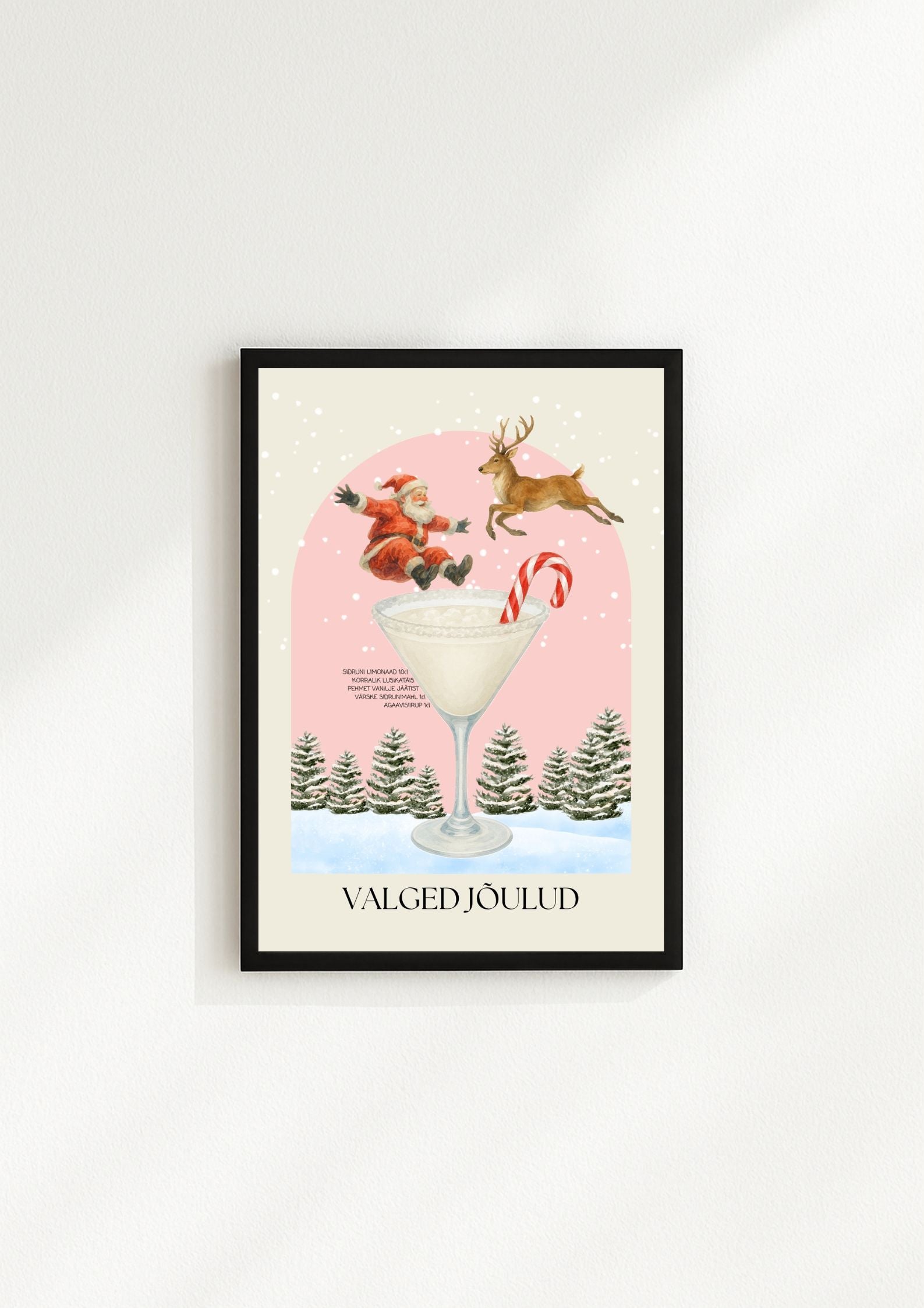 Valged Jõulud kokteiliposter (trükifail)