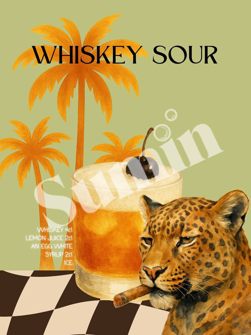 Viski Sour kokteiliposter (trükifail)