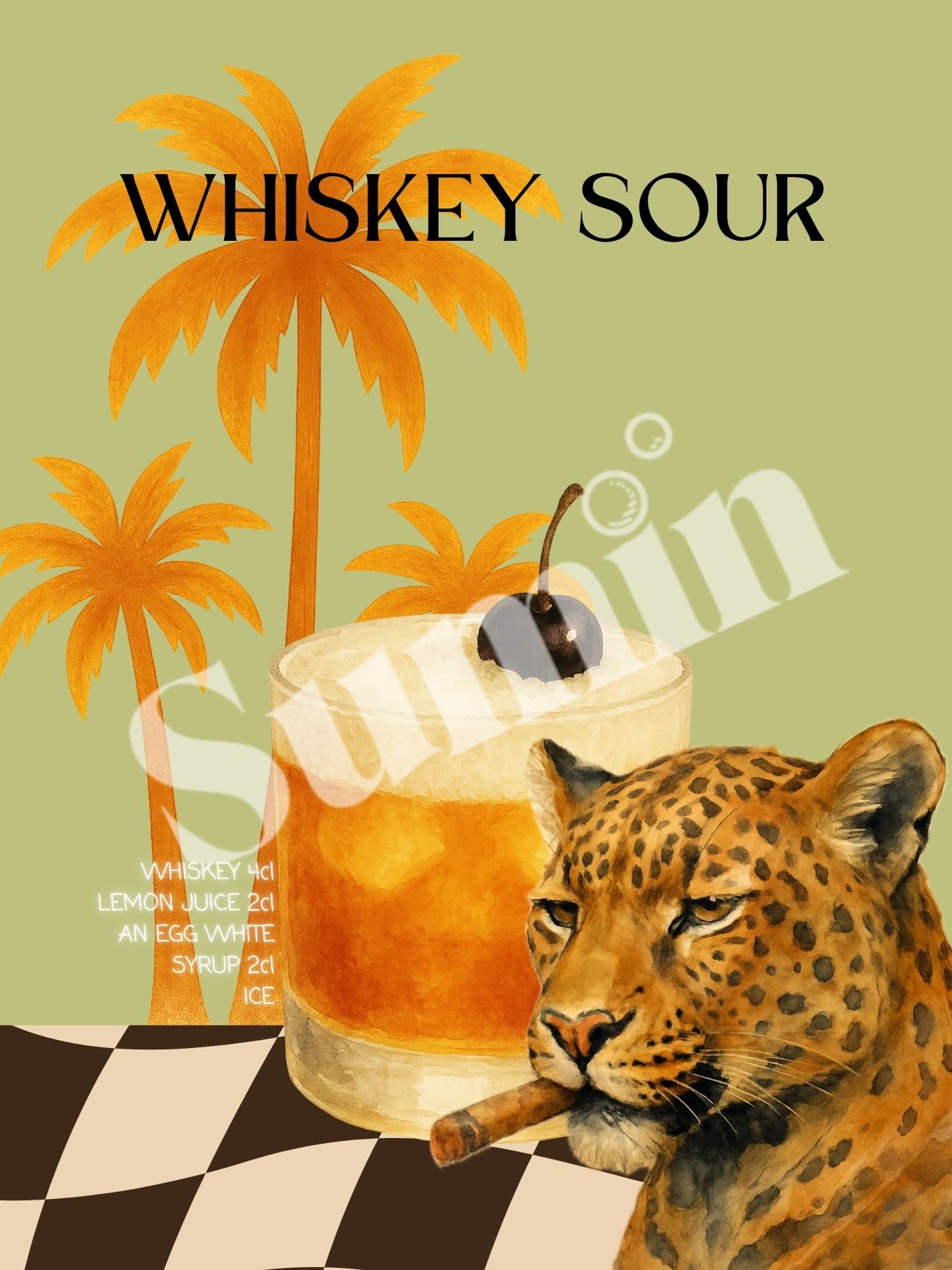 Viski Sour kokteiliposter (trükifail)
